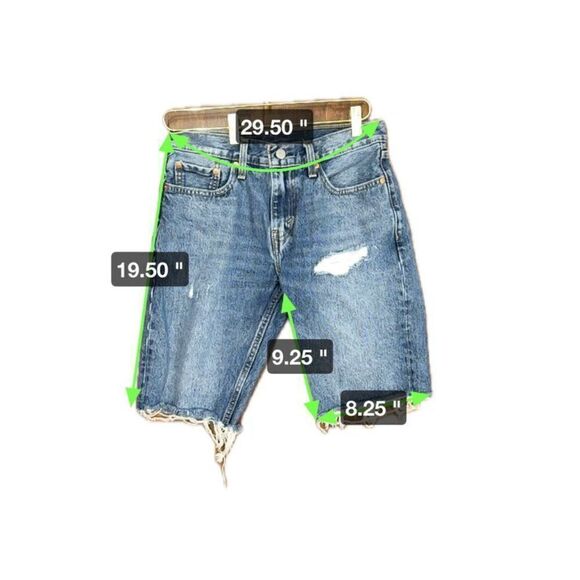 Levi's 502 Straight Jean Bermuda Short Men's‎ 29 Blue Denim Distressed - Picture 5 of 5